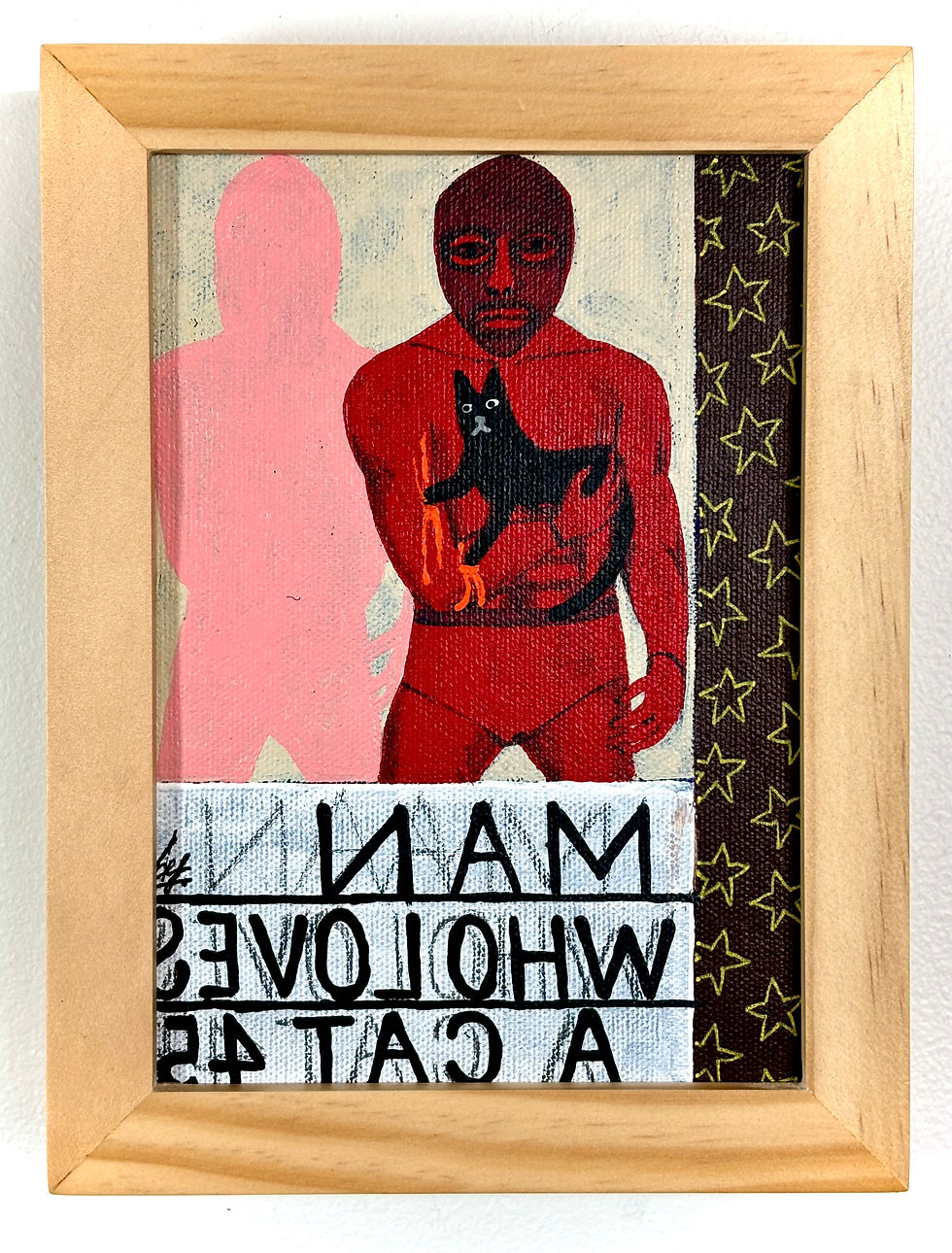 Framed Mini Painting Series - Man Who Loves a Cat #1