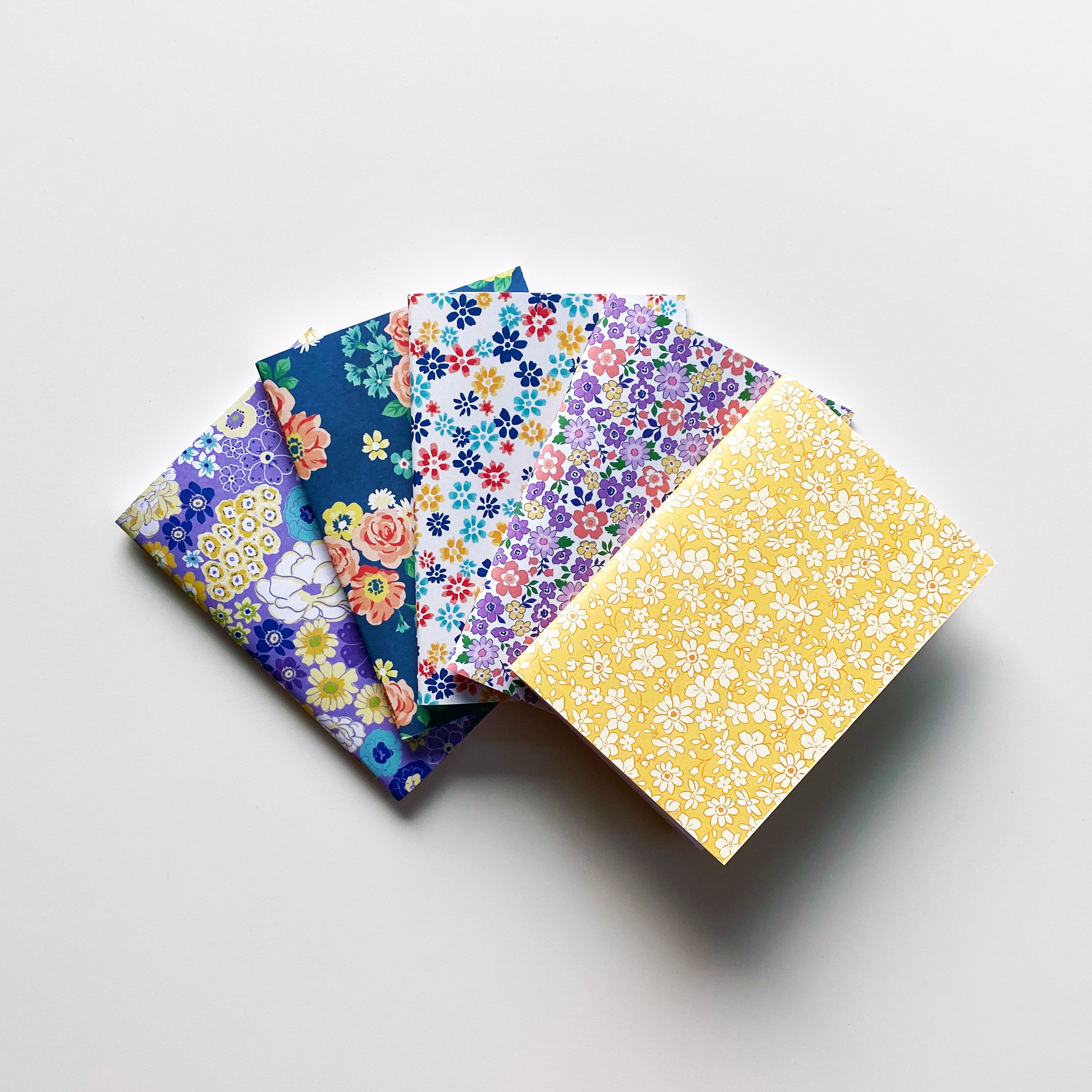 Set of 5 Floral Pattern Pocket Notebooks | 3.5" x 5" Mini Journals