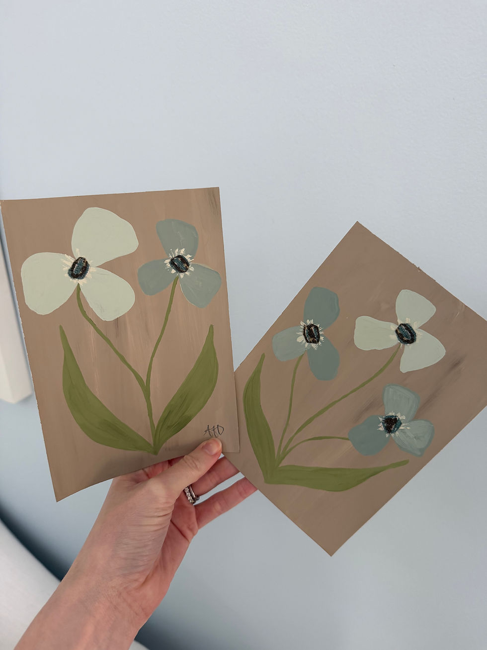 Thumbnail: Funky Florals - celadon (set of 2) 