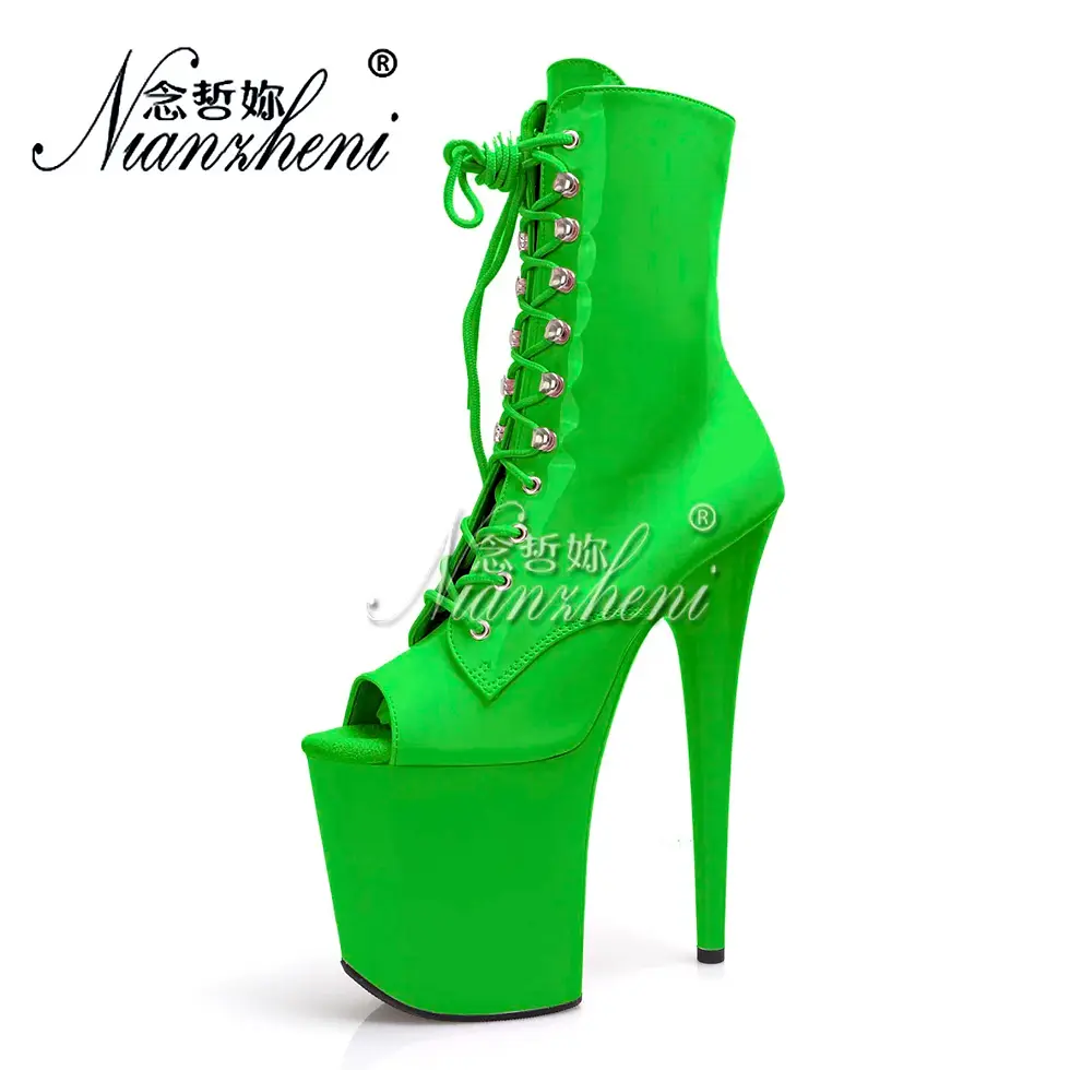 Thumbnail: Platform Ankle Boots Women’s Peep Toe Pole Dance Stripper Heels