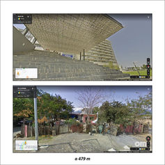 Proyecto artístico "A menos de un km". Contraste urbano entre Nuevo Sur y Col. 20 de Noviembre, Nuevo León, capturado mediante Google Maps.