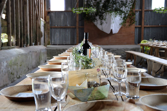 Rustic banquet table setup