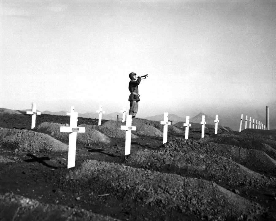 Taps at First Marine Division Cemetery at Hamhung