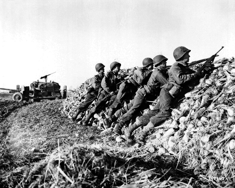 U.S. Infantry Anti-Tank Crew Firing on Germans