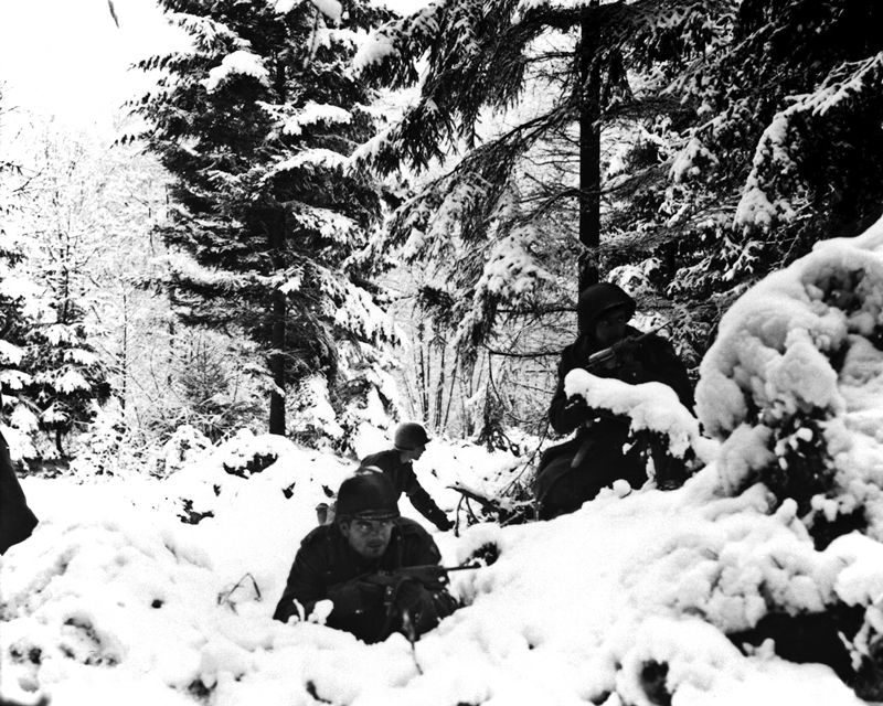 U.S. 290th Regiment Fight in Snow Near Amonines