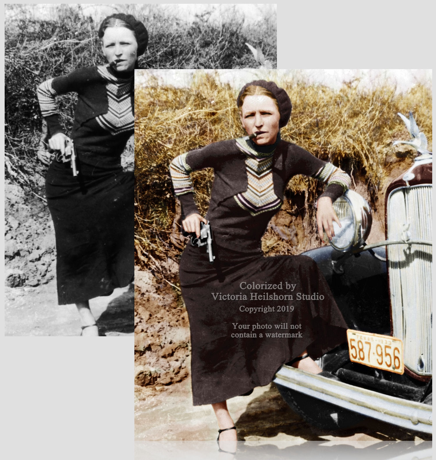 Outlaw Bonnie Parker of Bonnie and Clyde Gang, Colorized