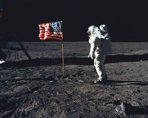 Buzz Aldrin Plants United States Flag on Moon, 1969