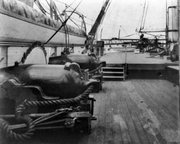 Naval Guns on USS Pawnee off Charleston Harbor