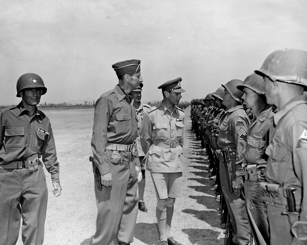 Britain's King George VI and Lt. Gen. Mark Clark in Italy, 1944