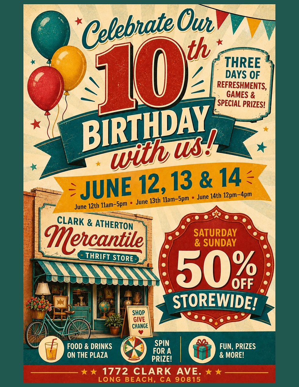 The Mercantile's 10th Birthday Bash! 50% OFF Storewide
