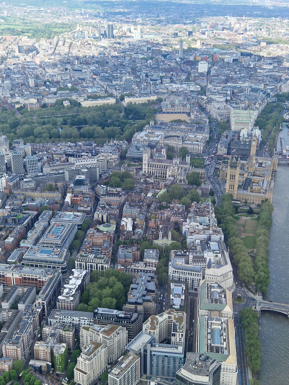 Aerial view of Westminster Hospital from helicopter sighseeing