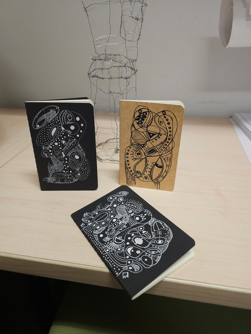 Thumbnail: Hand-Drawn Abstract Art Notebook | 3.5" x 5.5" Pocket Journal | 60 Blank Pages