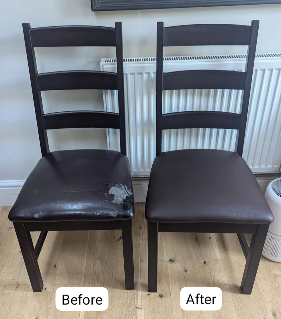 Before and after of refurbished chairs