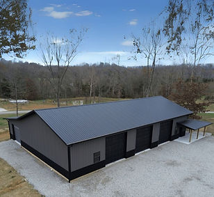 Long dark custom metal building