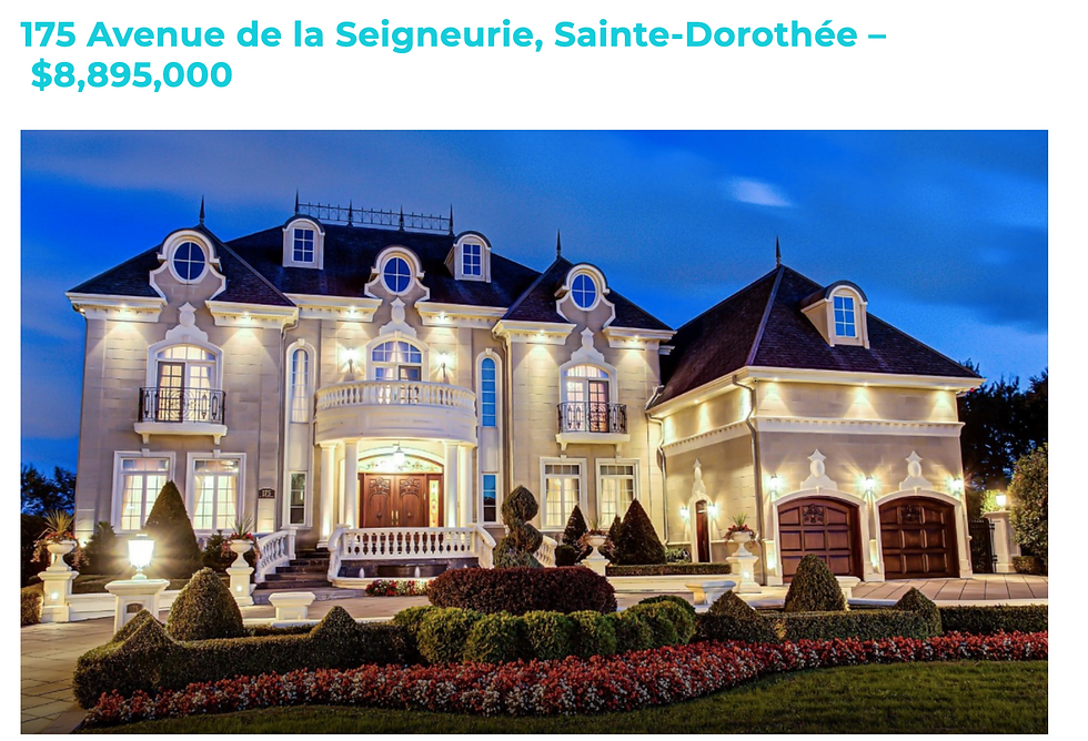 A listing by Setheby's International Realty Canada showing the actual price of the mansion.