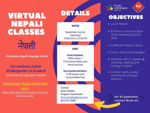 Virtual Nepali Classes, Ottawa, Canada