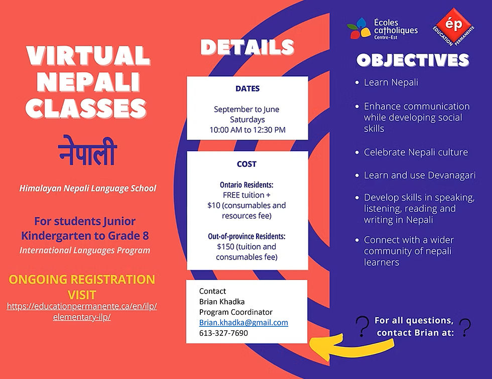 Virtual Nepali Classes, Ottawa, Canada