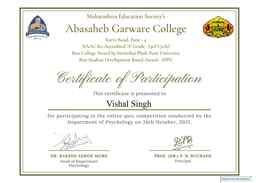 Certificate for Vishal Singh for _MES Abasaheb Garware Colleg...__page-0001