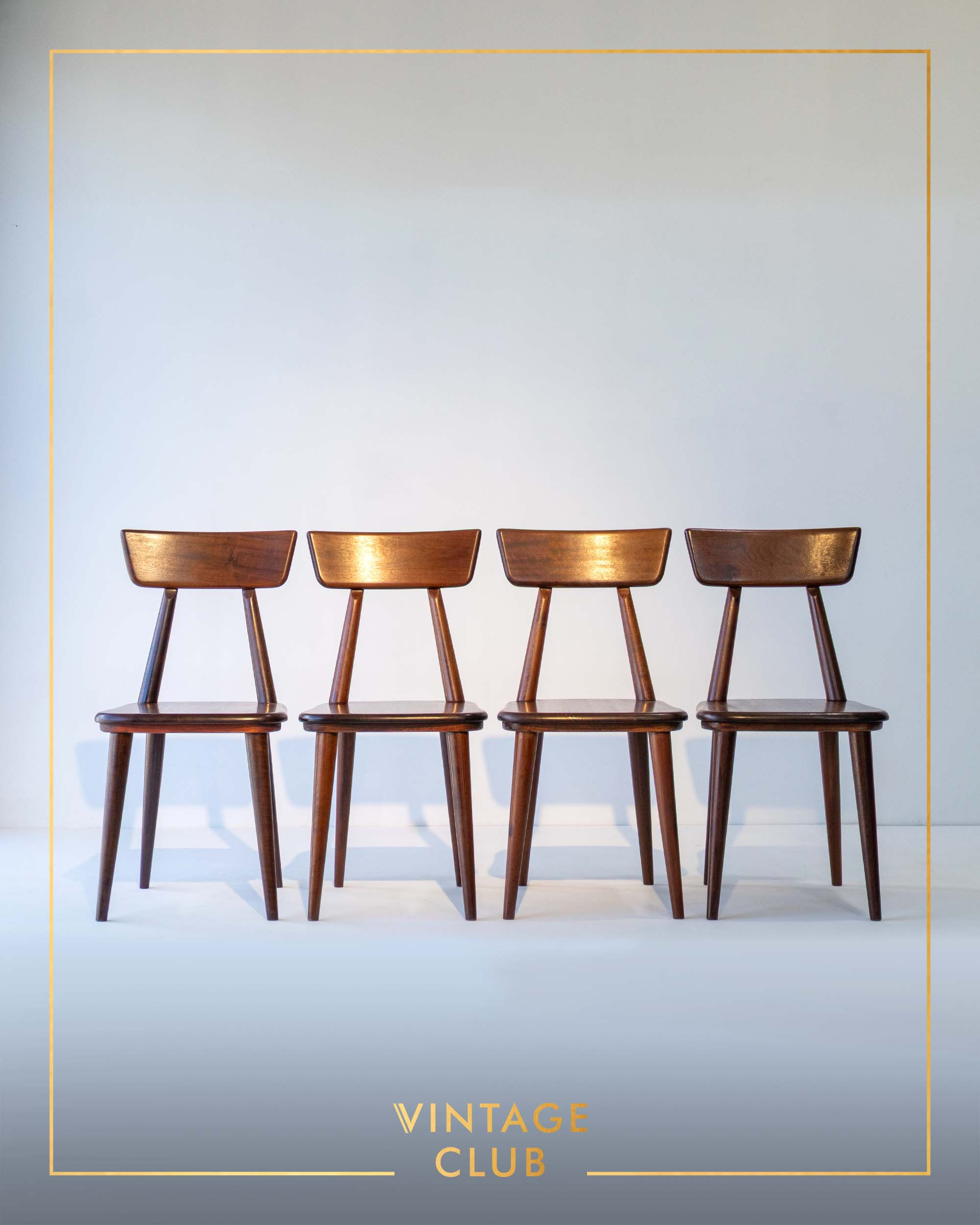 Set of four vintage EE Meyer imbuia dining chairs