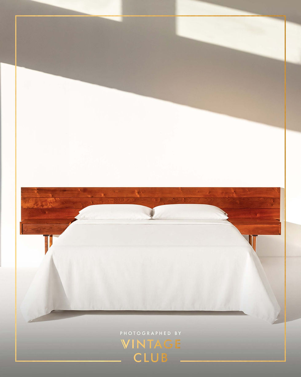 Thumbnail: EE Meyer for Binnehuis solid imbuia queen headboard, c. 1960s–70s
