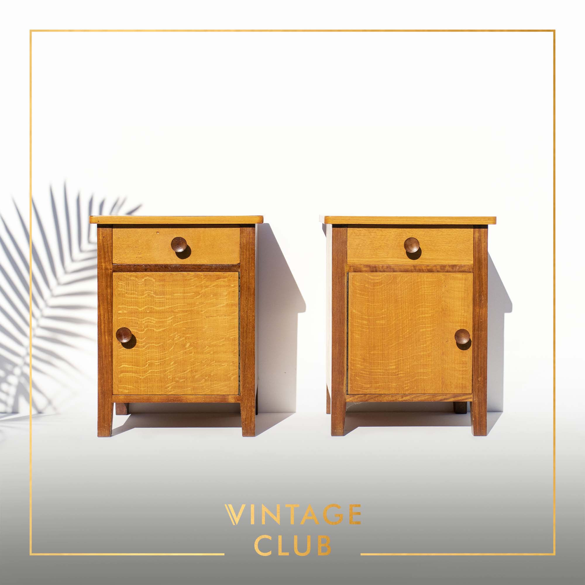 Pair of Vintage oak pedestals / bedside cabinets