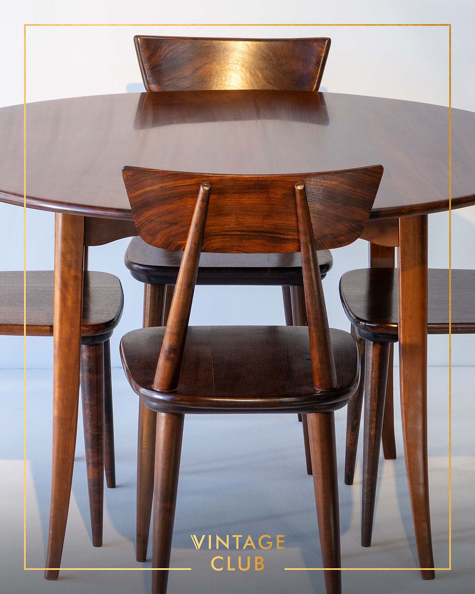 Thumbnail: Vintage Circular dining table in solid Imbuia by EE Meyer for Binnehuis, 1960's