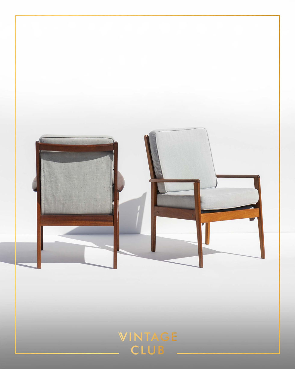 Thumbnail: Pair of Mid-Century Modern Mahogany Lounge Chairs/Armchairs
