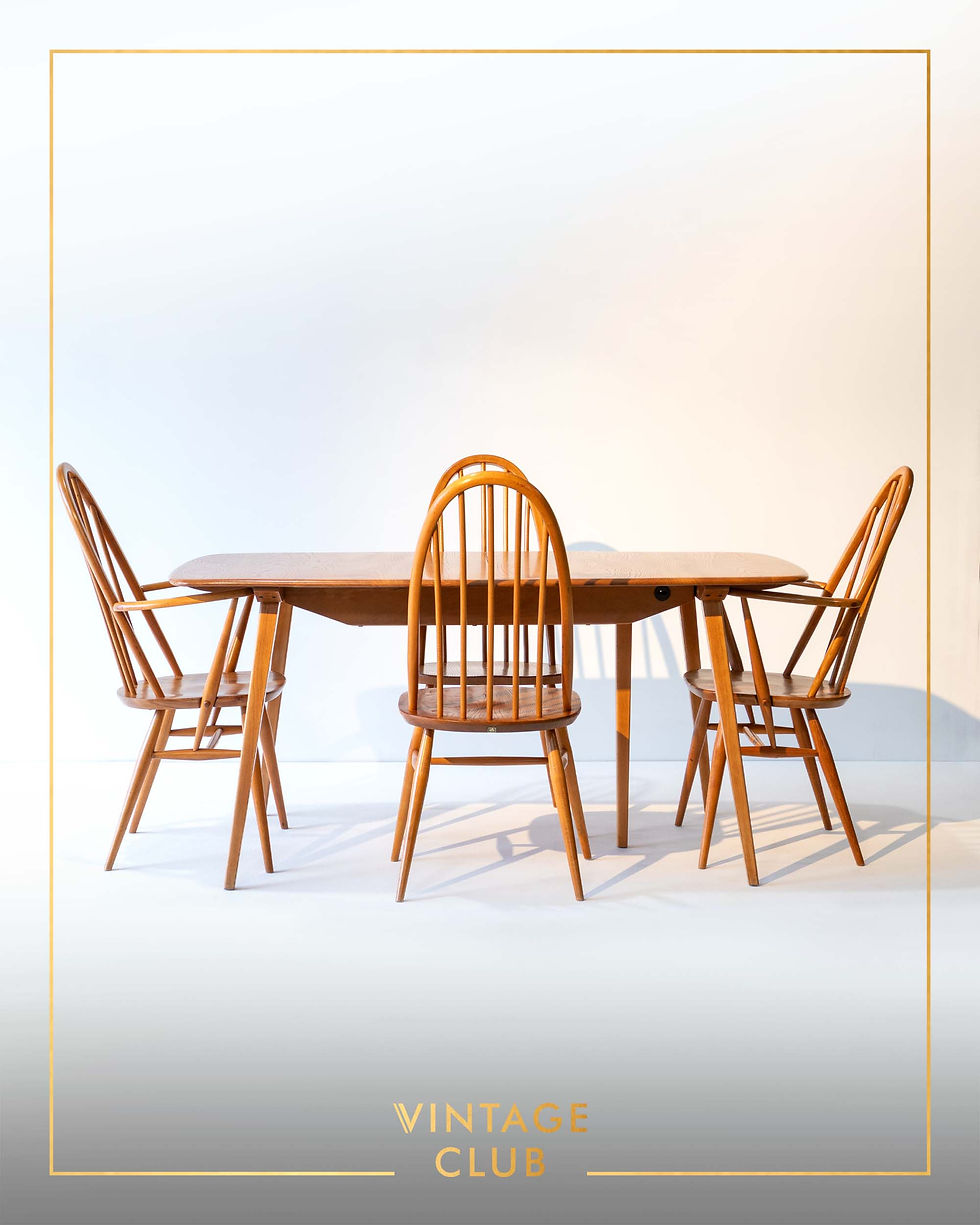 Thumbnail: 1960’s Ercol Grand Windsor  Extending Dining Table & Four Chairs