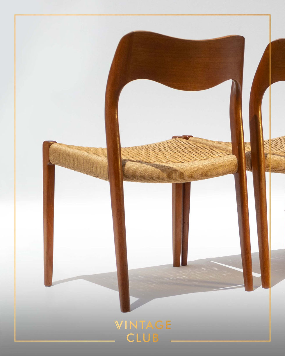 Thumbnail: Vintage set of 6 collectable dining chairs by Arne Hovmand-Olsen, Model 71