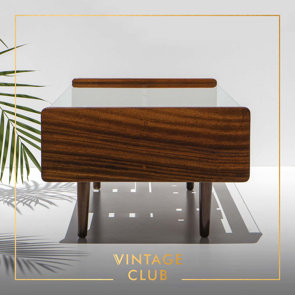 Thumbnail: Mid-Century Modern tiered solid Mahogany coffee table with a glass top
