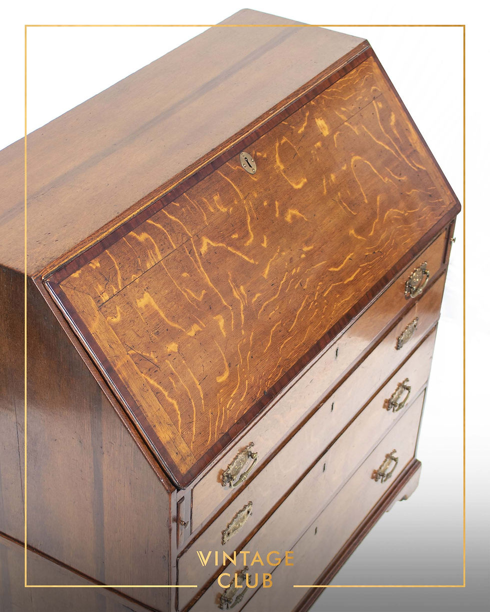 Thumbnail: Antique Georgian Writing Bureau Desk in solid Oak and Mahogany