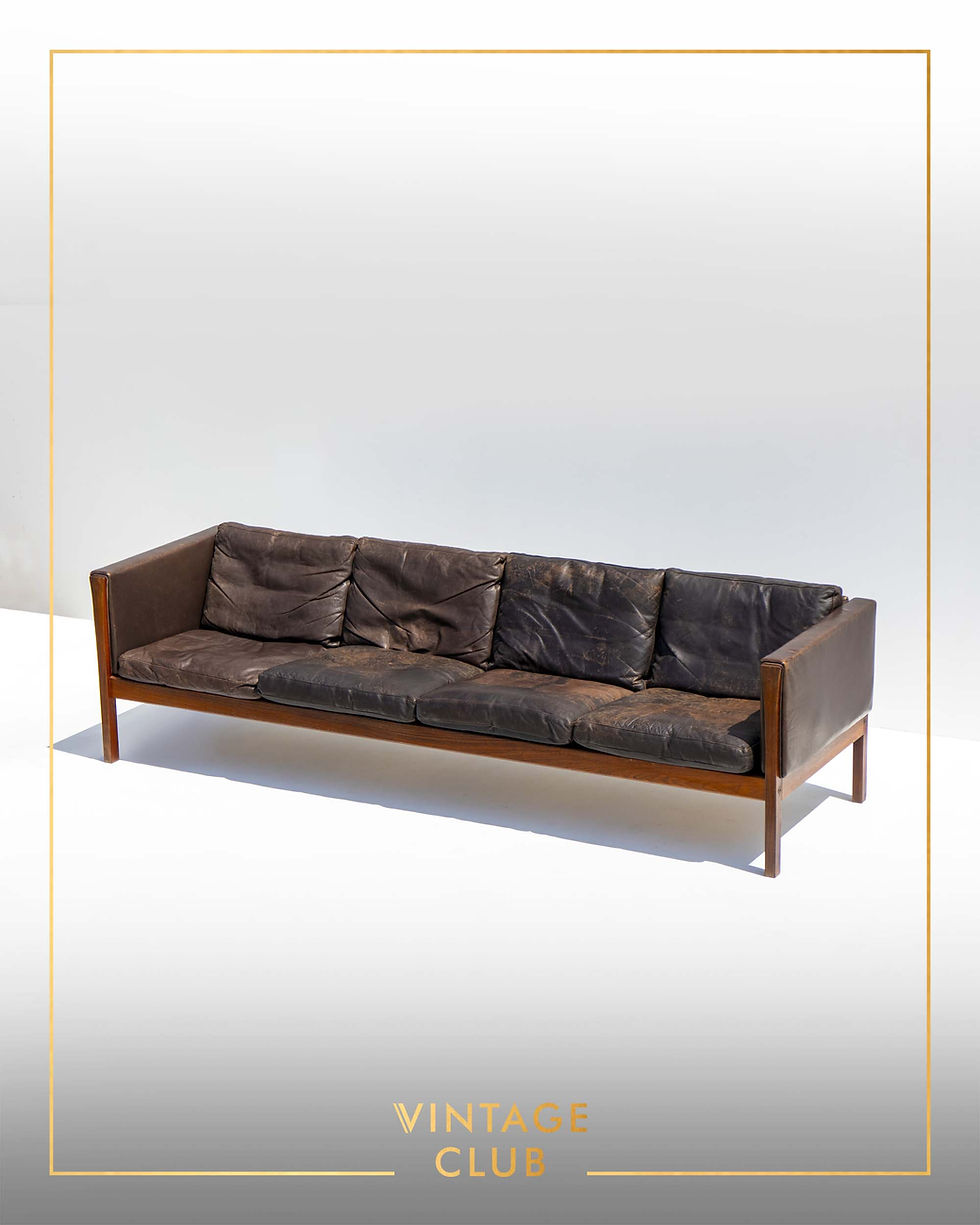 Thumbnail: Rare Hans Wegner AP63 / 4 seater sofa by AP Stolen in Rosewood and Leather