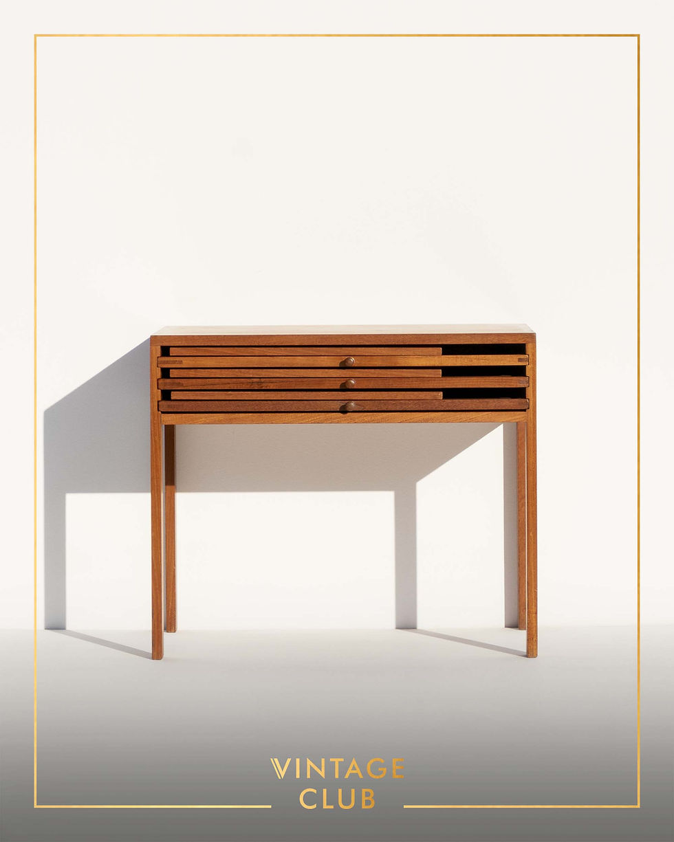 Thumbnail: Vintage Nest of Three Teak Folding Tables by Illum Wikkelsø for CFC Silkeborg