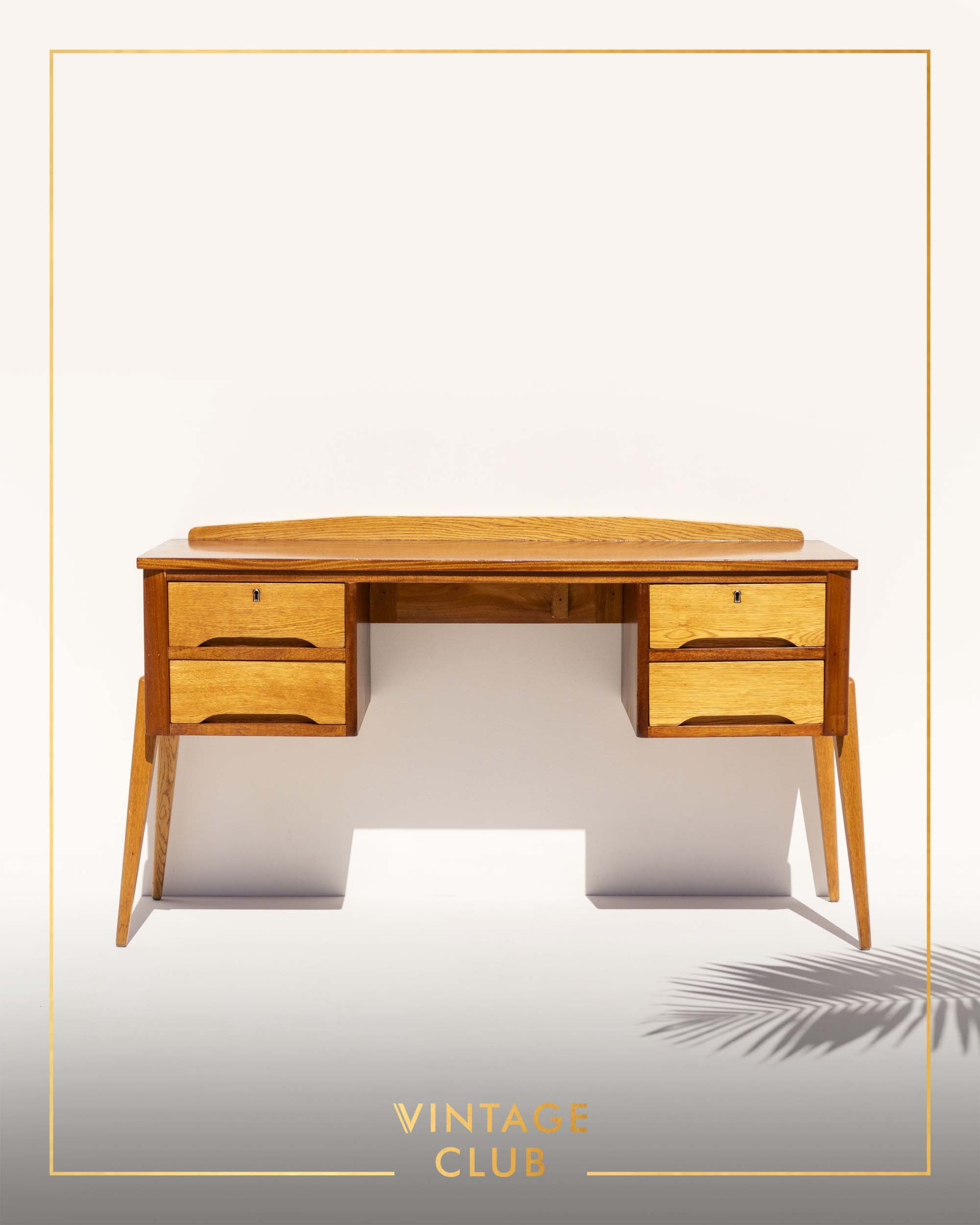 Rare mid-century Vintage oak and teak desk from 'Oakwoods (Pty) Ltd’