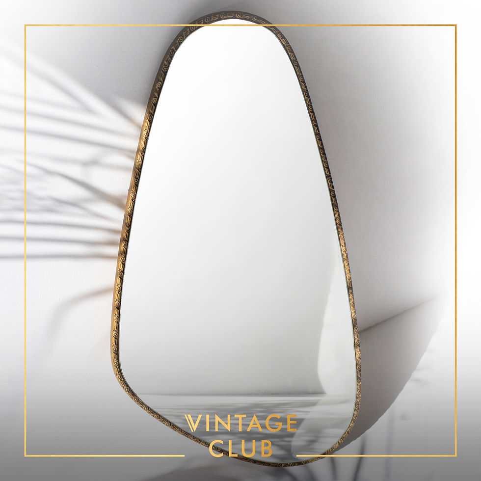 Thumbnail: Original Vintage Framed Pebble Shaped Mirror