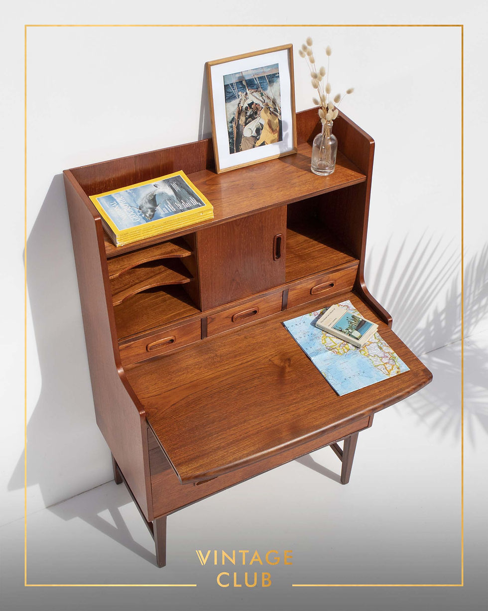 Thumbnail: Mid-century teak writing bureau, secretaire desk by Times Furnishing (UK), 1960'