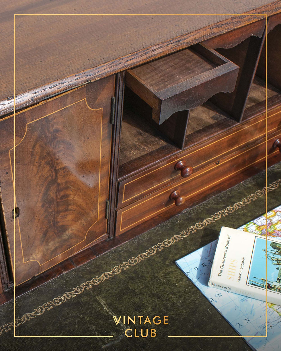 Thumbnail: Antique Georgian Writing Bureau Desk in solid Oak and Mahogany