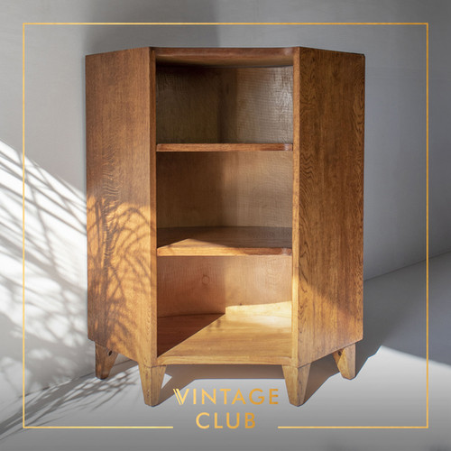 Vintage Danish Solid Oak Corner Bookcase