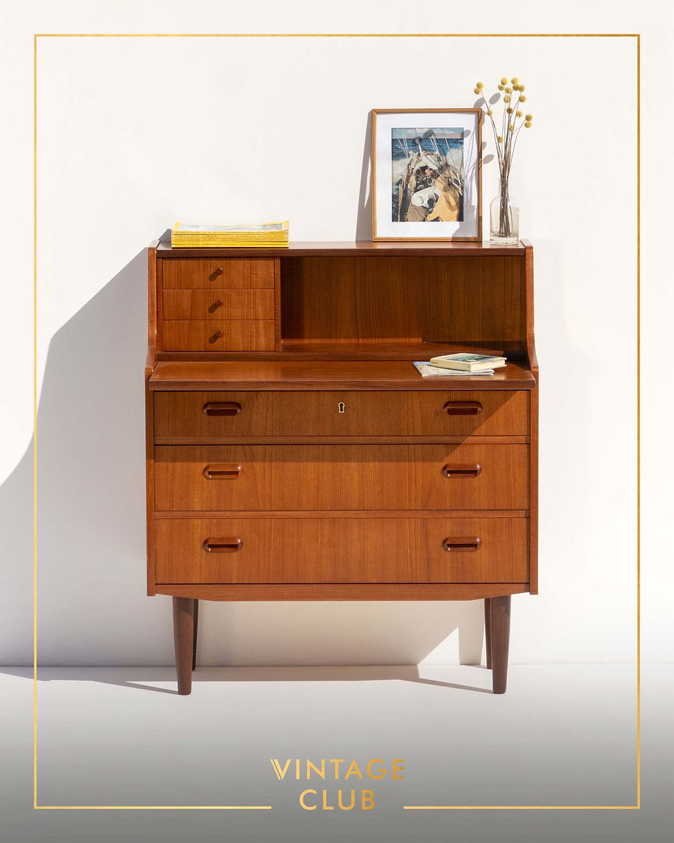 Thumbnail: Original Vintage Danish Burmese teak writing bureau / secretaire