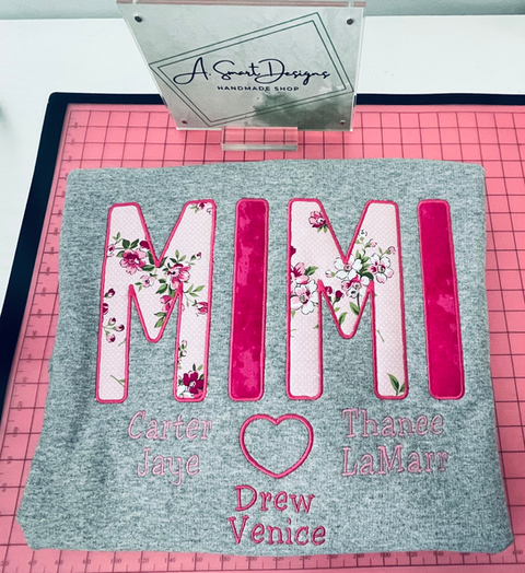 Custom Embroidered Applique "MIMI" sweatshirt