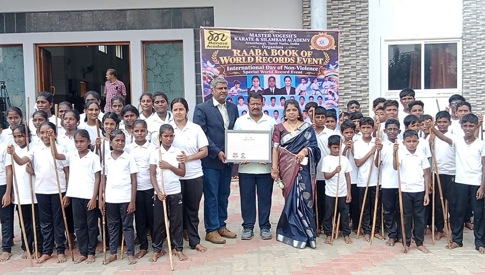 Master Yogesh's Karate & Silambam Academy - Raaba Book of World Records