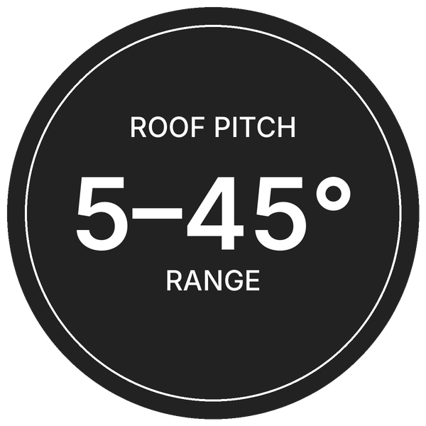 Roof pitches from 5 to 45 degrees