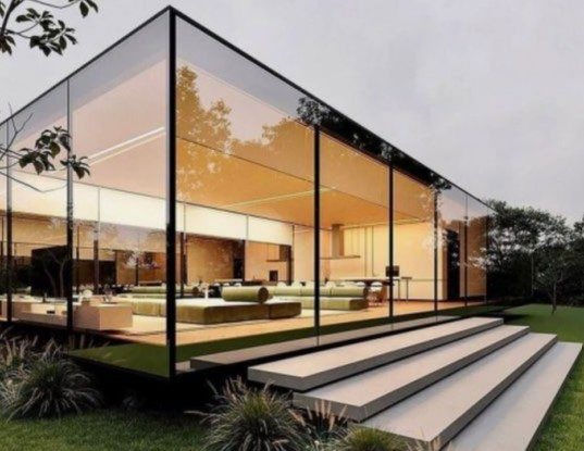 MFP structural glass walls and roof on a garden pavilion