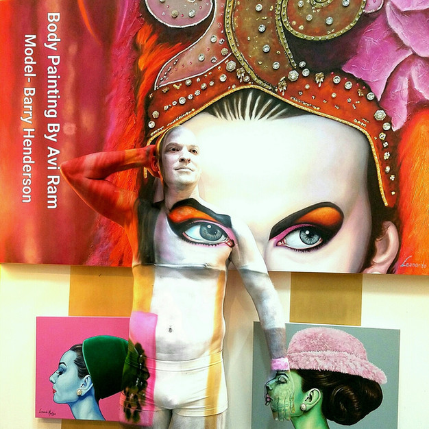 Camouflage Body Painting At Art Gallery