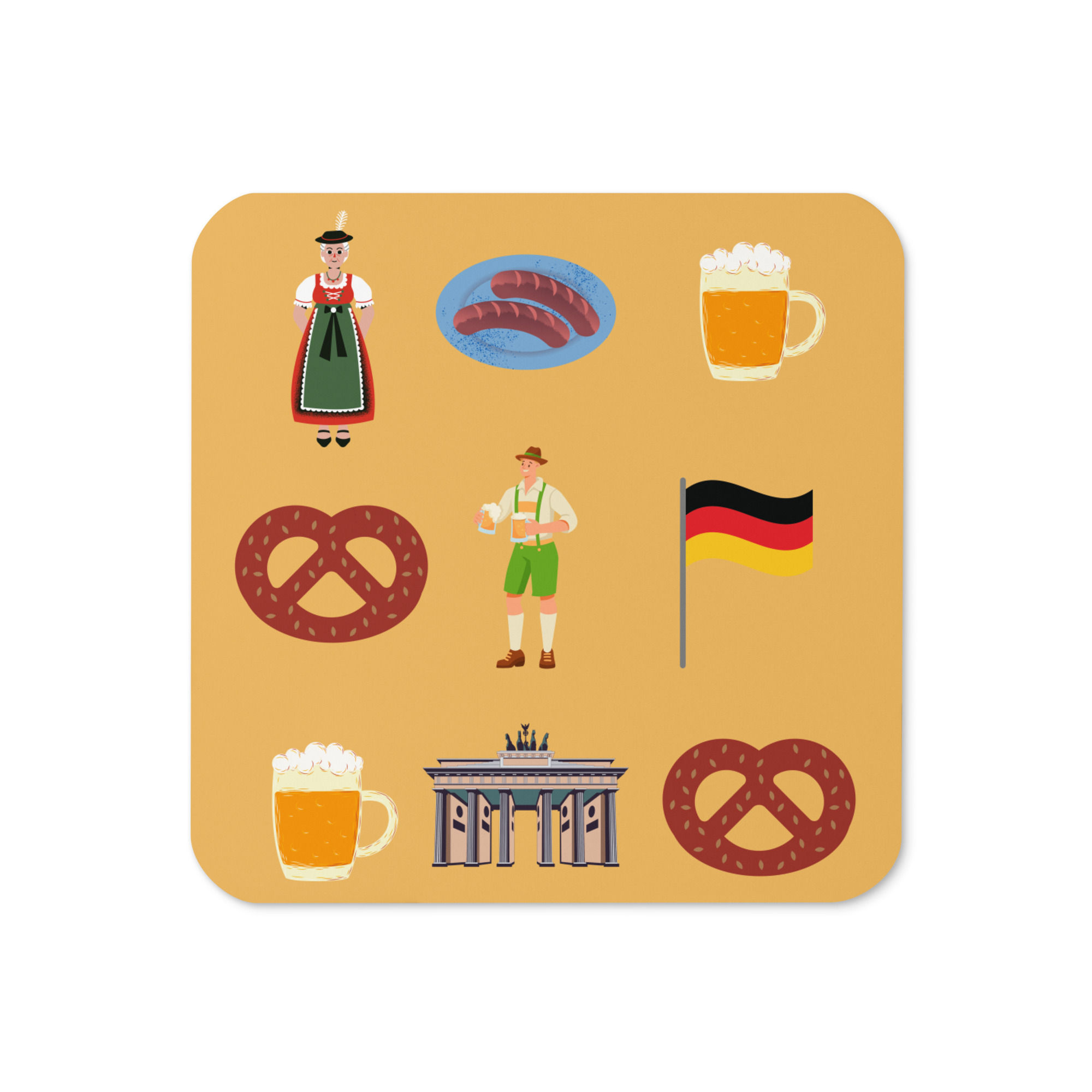 German Patterned Cork-back Coaster