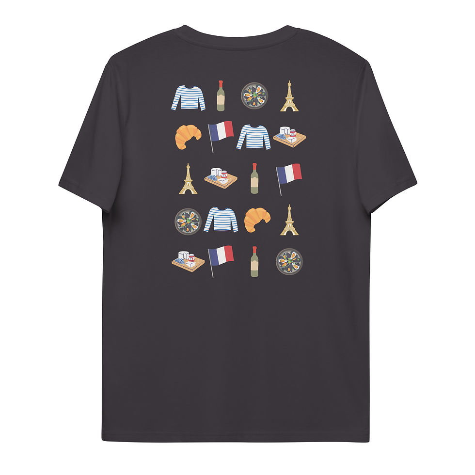 Thumbnail: French Patterned BackUnisex Organic Cotton T-Shirt