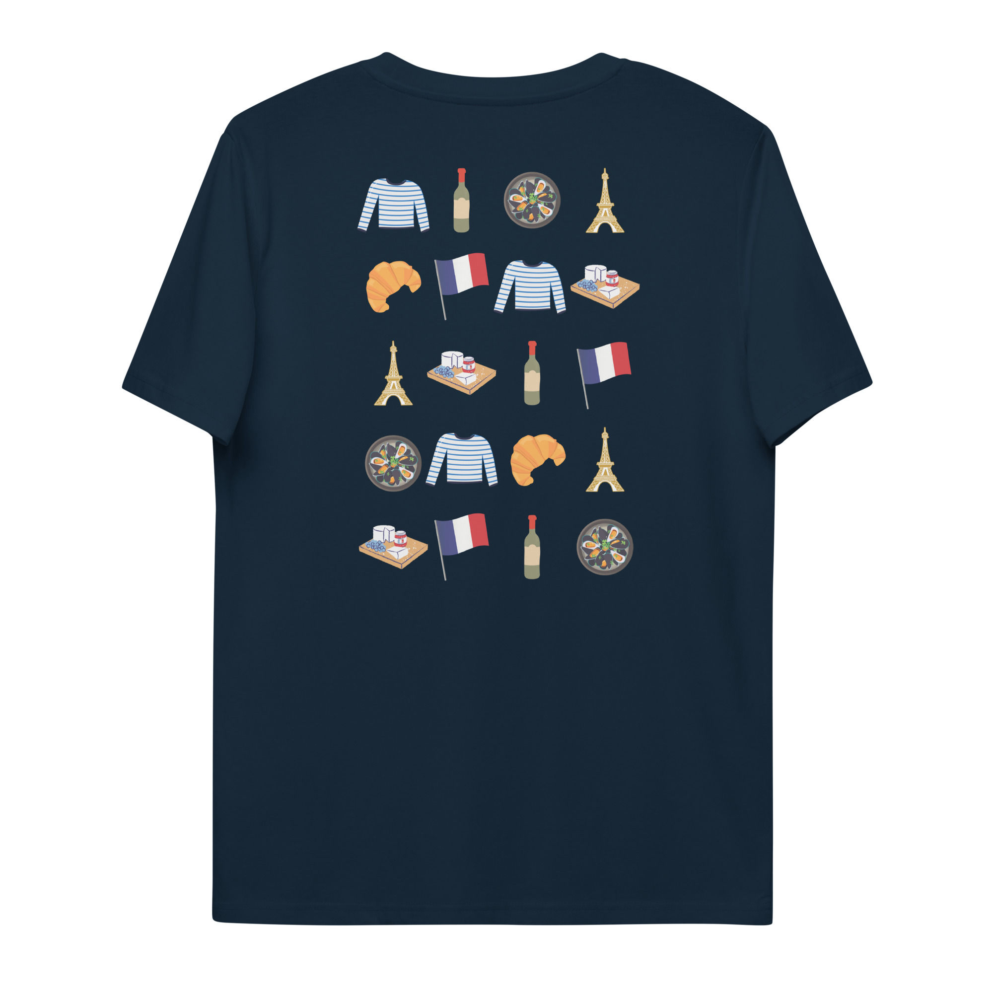 French Patterned BackUnisex Organic Cotton T-Shirt