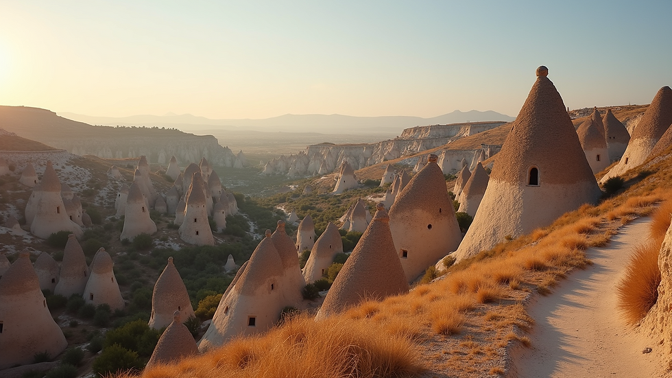 Wide angle view of Cappadocia's fairy chimneys