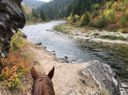 Sue Tidwell riding in Idaho's backcountry.