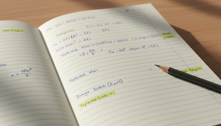 Close-up view of chemistry formulas written clearly in a student notebook